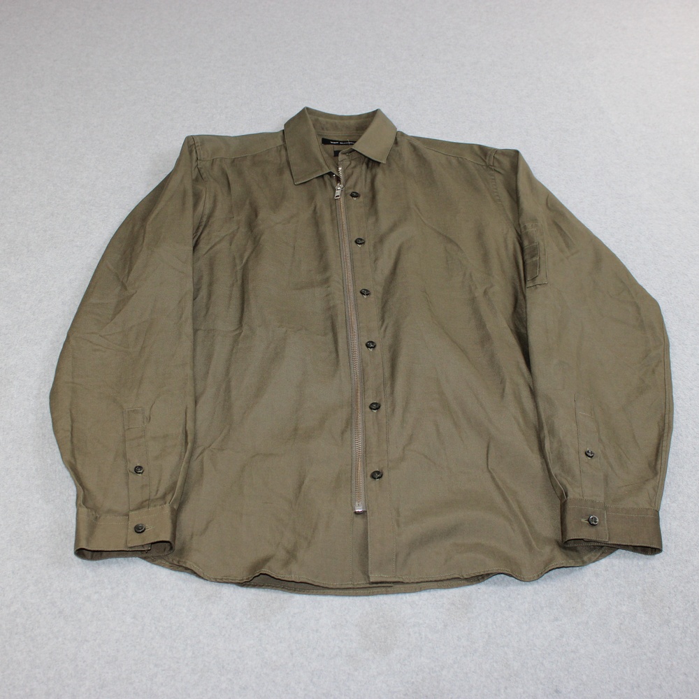 The Kooples Shirt Men Medium Green Zip Pocket Button Utility Shacket Fitted Army